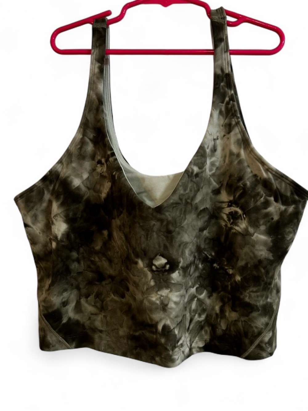lululemon athletica Olive and Black Tie-Dye Crop Tank